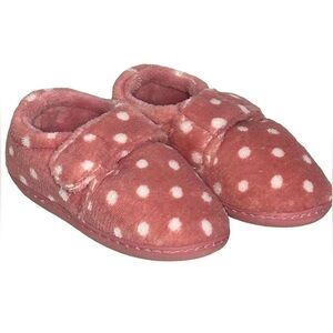 Girl’s Slippers Memory Foam Velcro Pink/White Slippers Size-L NWT